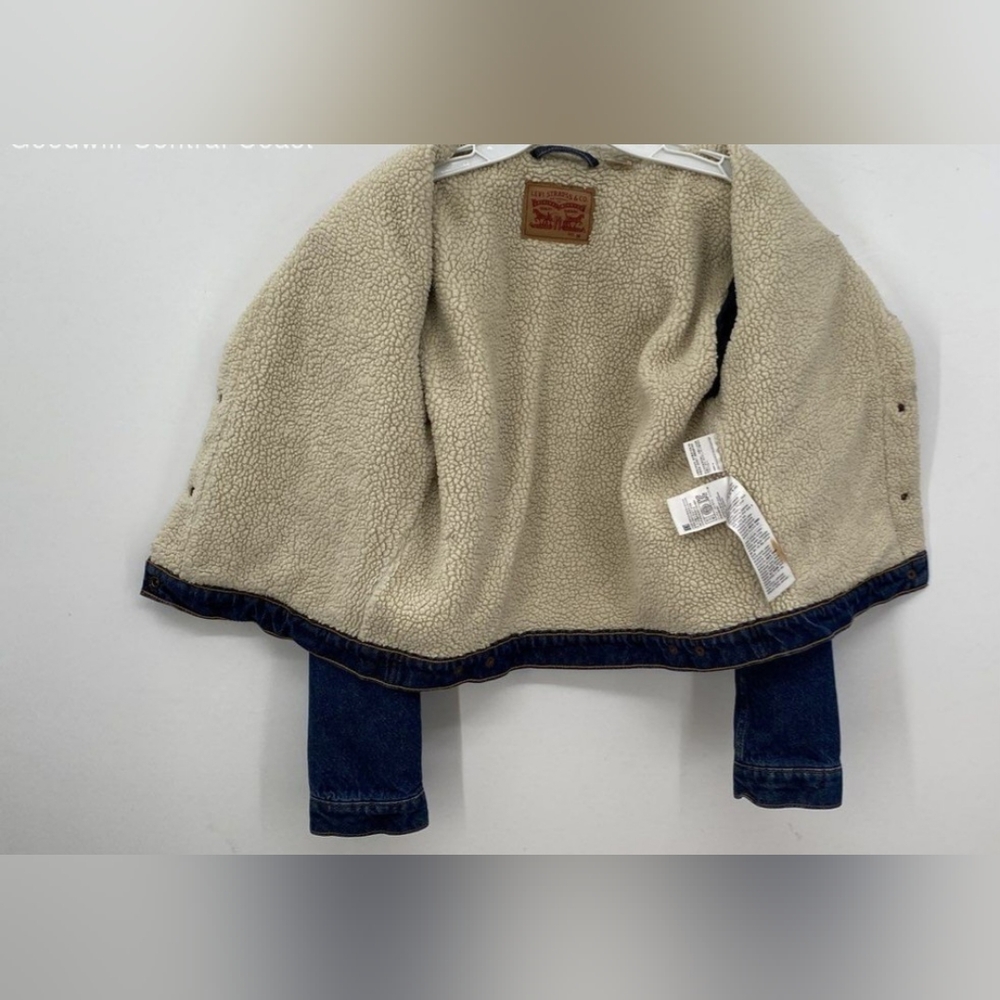 Levi's Blue Jean Denim Sherpa Fleece Jacket Caz Sherpa Collar Women M - Picture 6 of 7